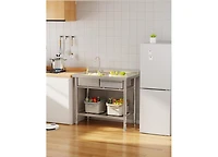 Aecojoy Stainless Steel Utility Sink, Free Standing Single Bowl Commercial Kitchen Sinks with Faucet