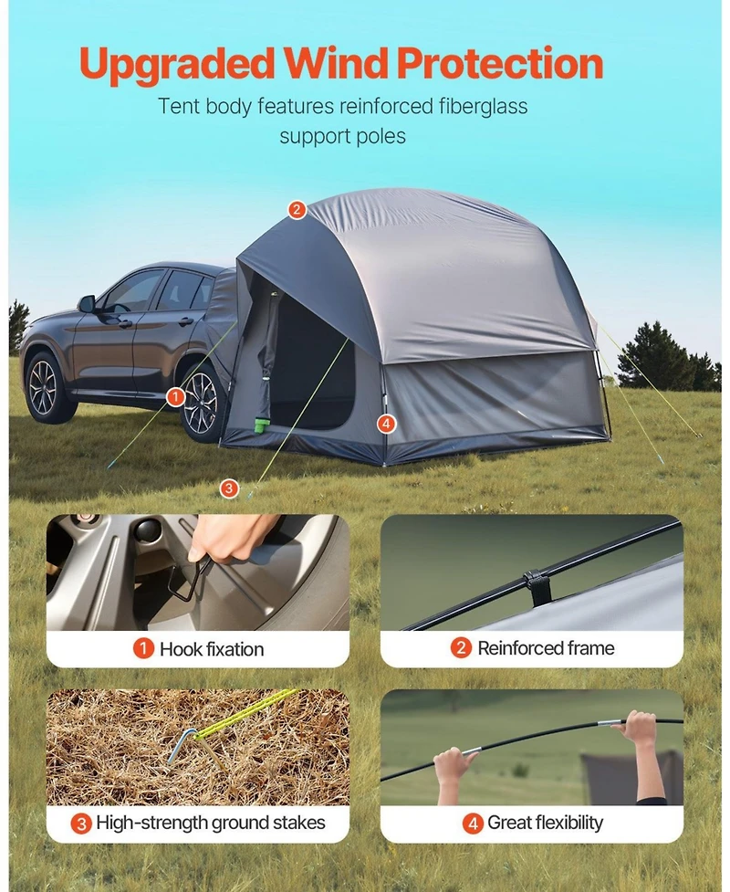 Cozito Suv Camping Tent, 8 x 8 feet Double Layer PU2000 Tent with Rainfly and Storage Bag