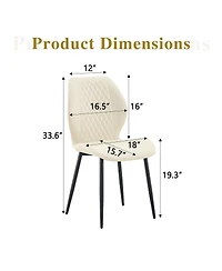 Streamdale Furniture Set of 4 Modern Diamond-Quilted Pu Dining Chairs with Metal Legs
