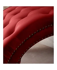 Streamdale Furniture Classical Velvet Recliner Chair with Button Tufting and Nailhead Trim