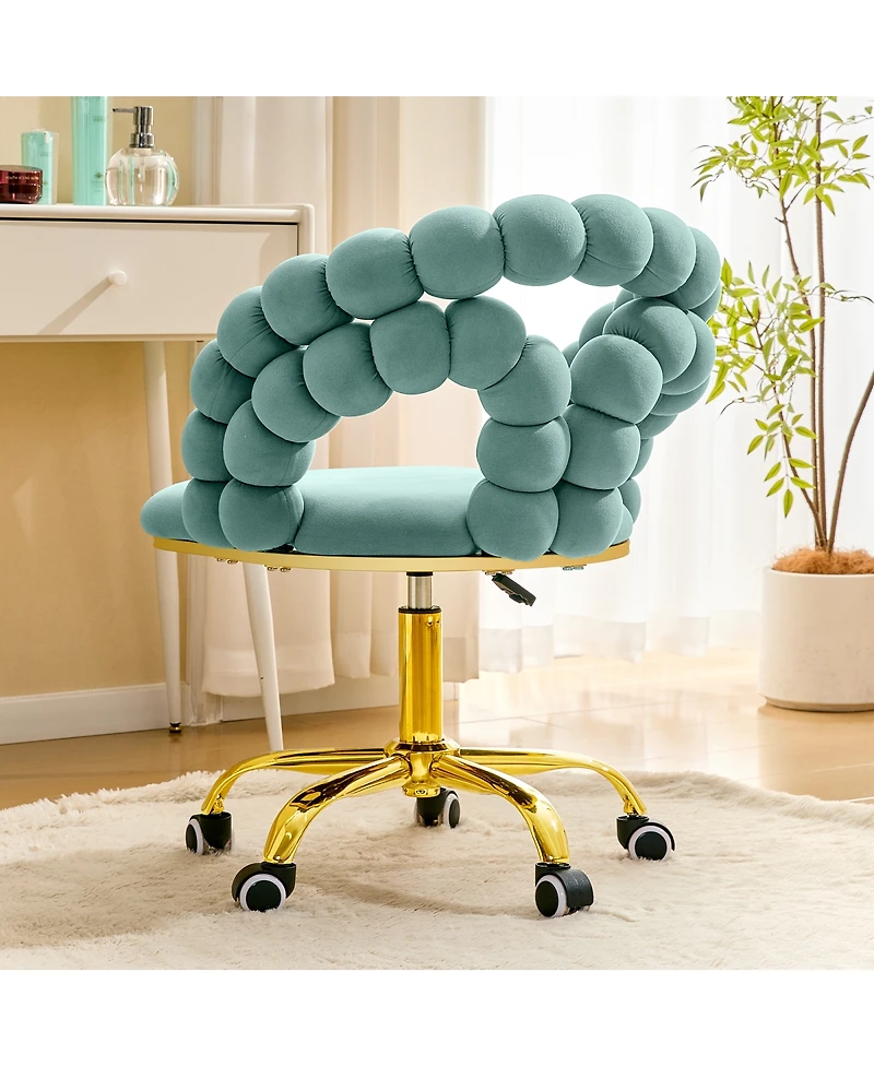 Streamdale Furniture Modern Velvet Adjustable Swivel Desk Chair with Base
