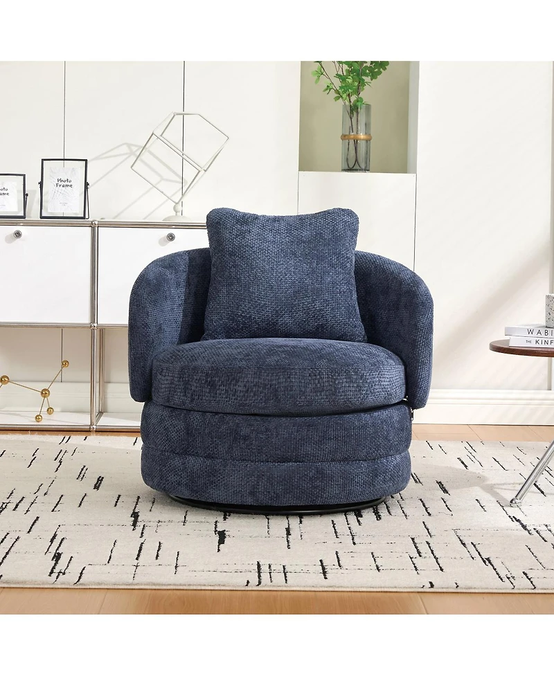 Streamdale Furniture Modern 360degree Swivel Barrel Accent Chair with Pillow