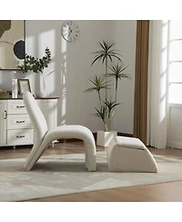 Streamdale Furniture Modern Upholstered Armless Chair with Storage Ottoman