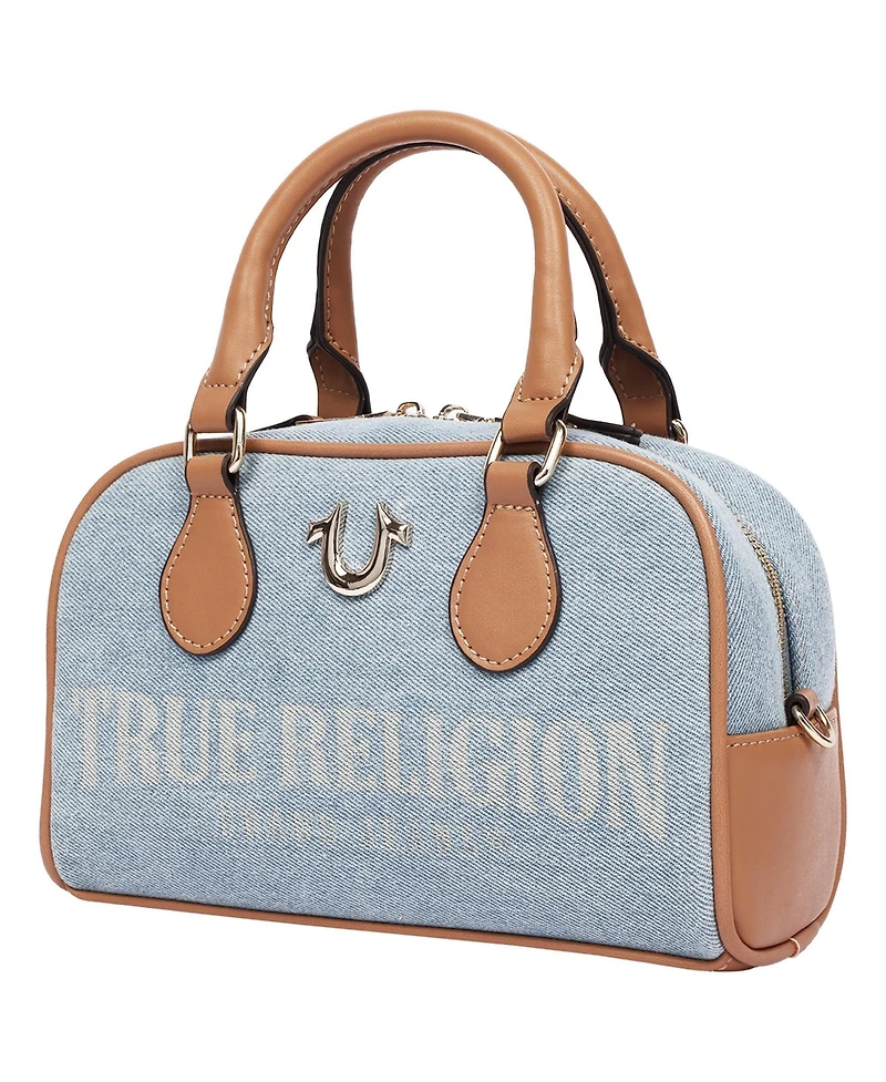 True Religion Women's Denim Logo Mini Satchel Crossbody Bag