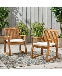 Clihome 2-Pack Acacia Wood Outdoor Dining Chairs Patio Armchairs