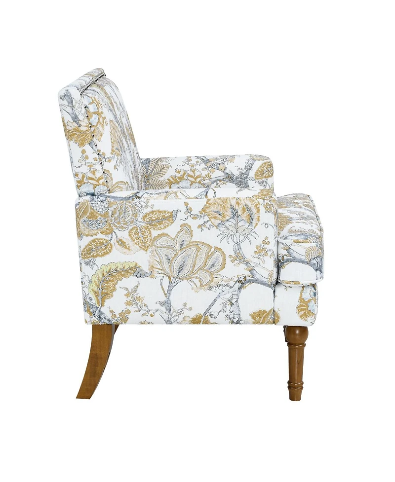 Streamdale Furniture Floral Upholstered Armchair with Nailhead Trim and Legs
