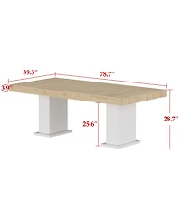 Homsee Wooden Top and White Base Table - 78.7x39.4 Inch Large Dining Table | Modern Extendable Table | Living Room Furniture