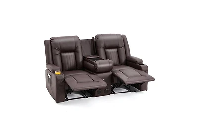 Aecojoy Recliner Loveseat with ConsoleandBluetooth Speakers, Manual Rv Reclining Sofa