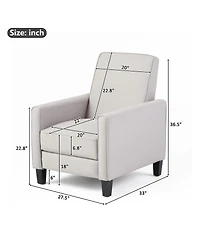 Streamdale Furniture Upholstered Push Back Recliner with Solid Beech Wood Legs