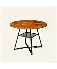 Yiortwo Outdoor Coffee Table with Storage Shelf for 4 to 6 People Round Patio Accent