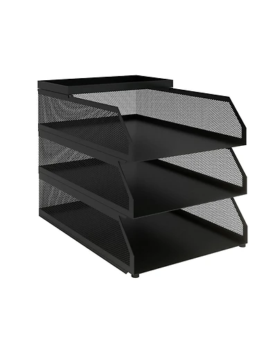 gaomon Stackable Mesh Desk Organizer, 3-Tier Metal Document Tray with Top Shelf