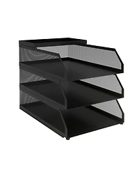 gaomon Stackable Mesh Desk Organizer, 3-Tier Metal Document Tray with Top Shelf