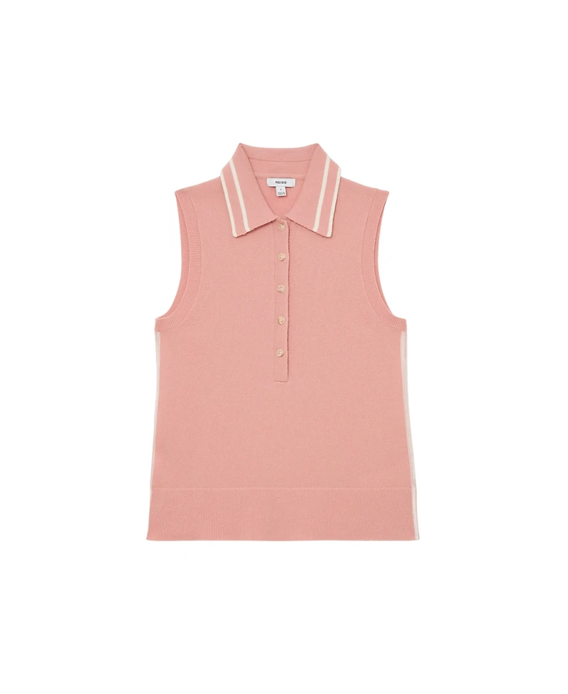 Reiss Women's Wool-Cashmere Sleeveless Polo Top