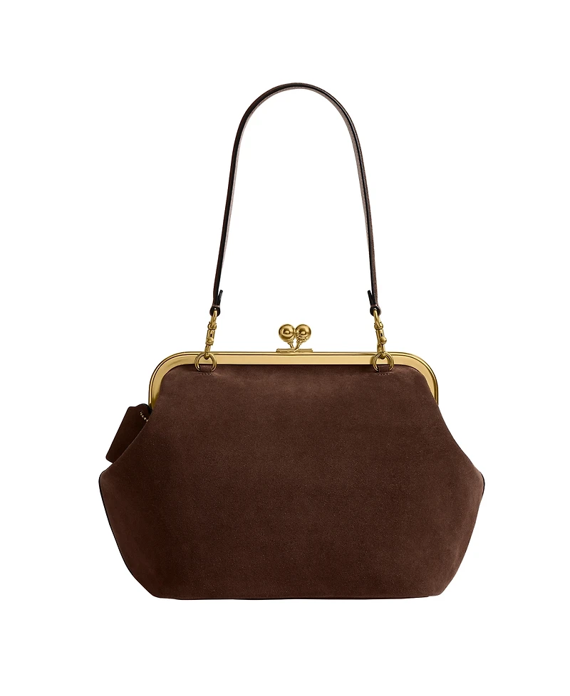 Coach Suede Kiss-Lock Small Frame Handbag