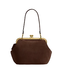 Coach Suede Kiss-Lock Small Frame Handbag