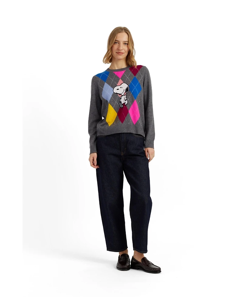 Chinti & Parker Women's Wool-Cashmere Snoopy Argyle Sweater