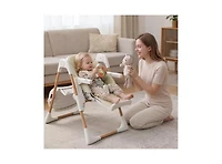Kinder King BabyKinder Convertible Baby High Chair with Wood Grain Removable Double Tray and Easy Clean Design