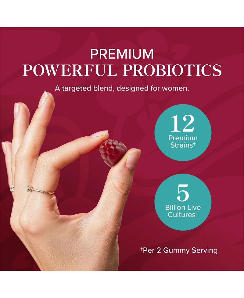 SMNutrition Probiotics for Women with Prebiotics and Cranberry Berry Gummies, 60 Count