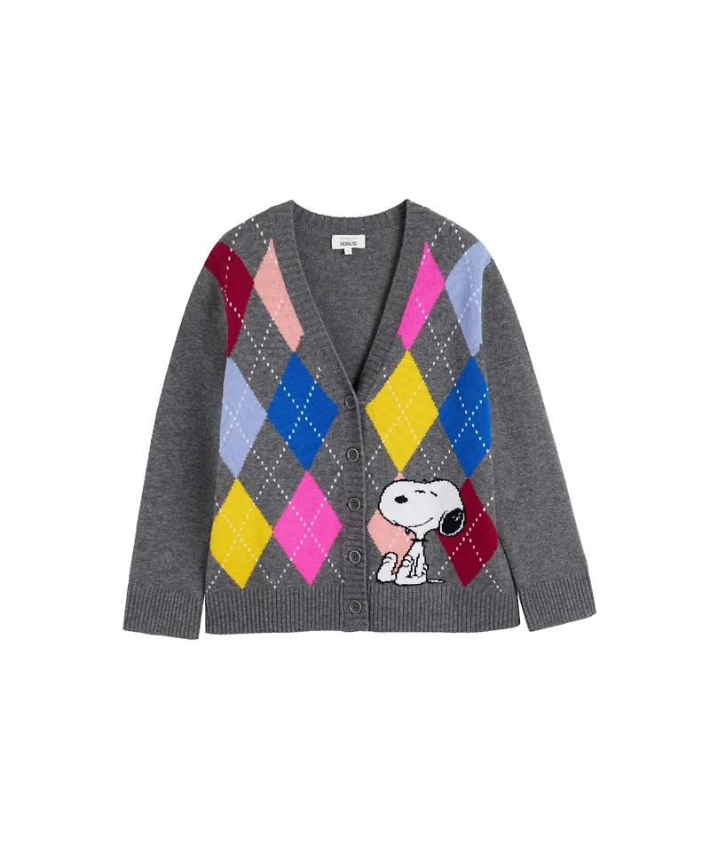 Chinti and Parker Women's Wool-Cashmere Snoopy Argyle Cardigan