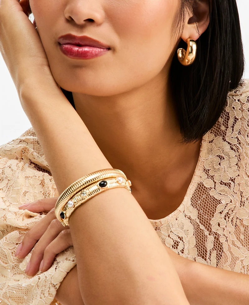 I.n.c. International Concepts Beaded and Solid Bangles, Set of Two, Macy's Exclusive