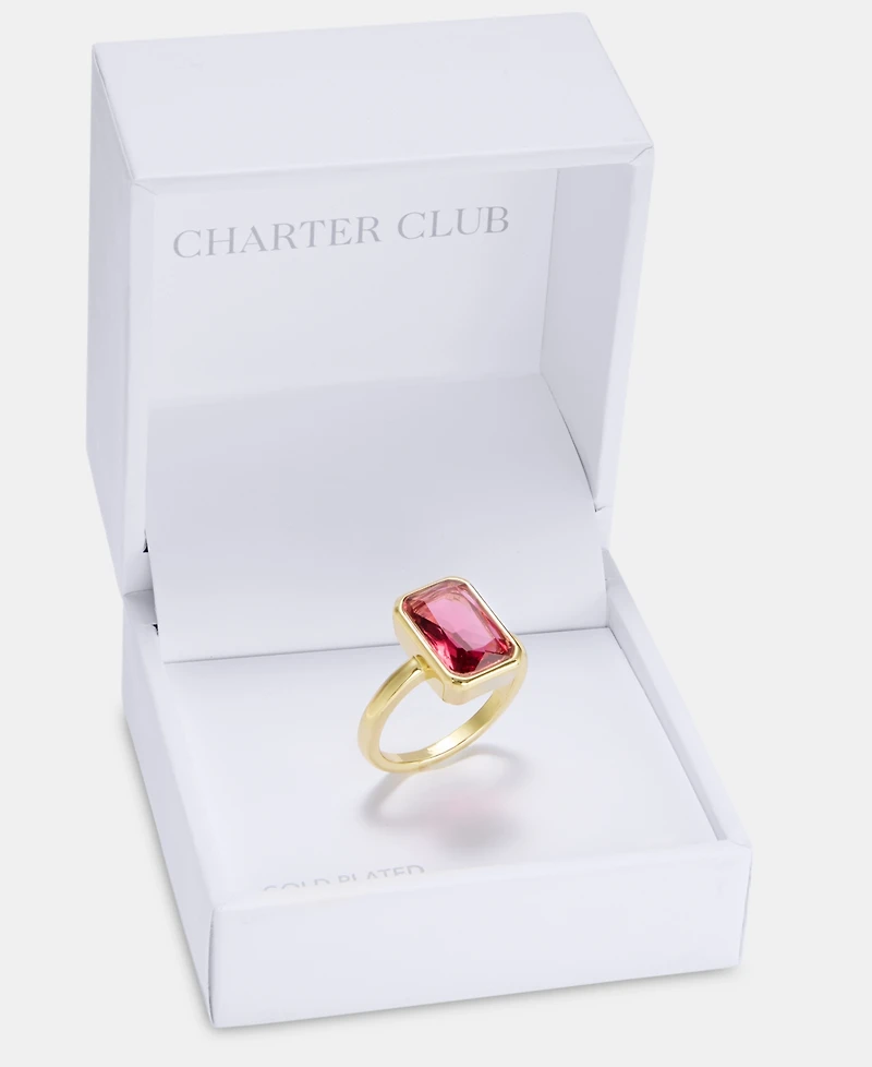 Charter Club Red Crystal Emerald-Cut Ring, Macy's Exclusive