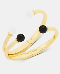 Charter Club Glass and Faux Pearl Bangle Bracelet, Set of Two, Macy's Exclusive
