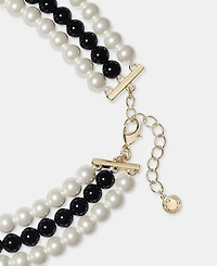Charter Club Glass and Faux Pearl Three-Row Necklace, Macy's Exclusive