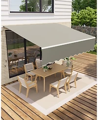 gaomon 13'x10 inches Retractable Waterproof Patio Awning, Sun Shade Awning with Manual Crank Handle