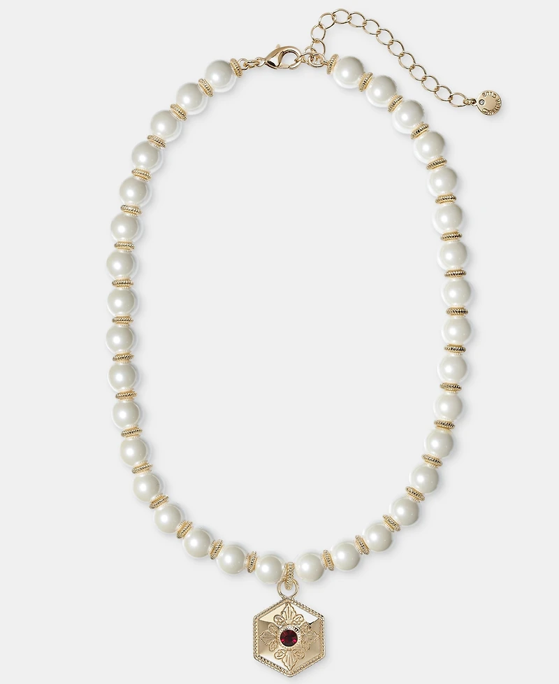 Charter Club Faux-Pearl and Glass Stone Pendant Necklace, Macy's Exclusive