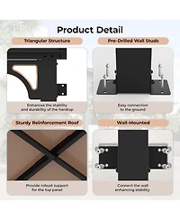 Homfan 10 x 14 Ft Iron Frame Lean-to Canopy with Pc Roof, High-Low Patio Awning for Window Door Backyard