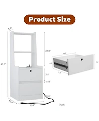 Rainsken Nightstand with Charging Station and Night Light
