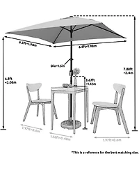 Yiortwo Patio Umbrella with Crank Lift and Push Button Tilt for Outdoor Dining