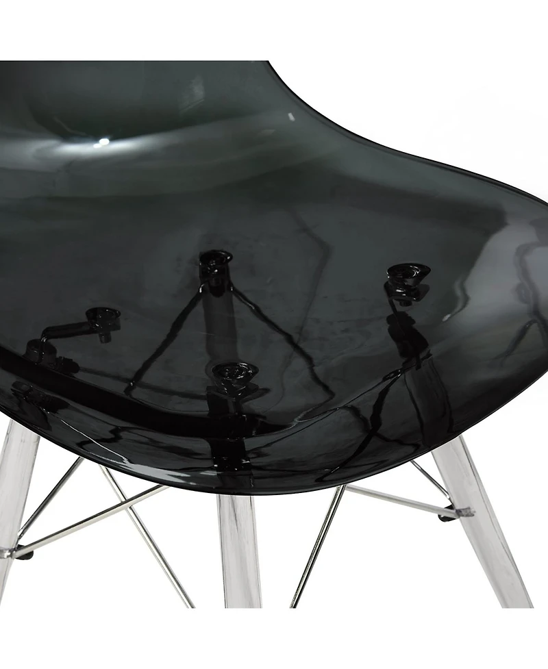 LeisureMod Cresco Modern Molded Dining Chair, Chrome-Plated Eiffel Base and Acrylic Support Legs Ergonomic Curved Seat Accent Side Chair