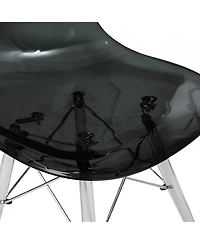 LeisureMod Cresco Modern Molded Dining Chair, Chrome-Plated Eiffel Base and Acrylic Support Legs Ergonomic Curved Seat Accent Side Chair