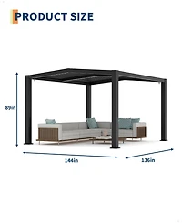 Homfan Aluminum Louver Pergola with Peaked Roof, Adjustable Outdoor Patio Gazebo for Backyard Deck Garden