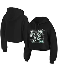 Wear by Erin Andrews Women's Black New York Jets Domestic Cropped Pullover Hoodie