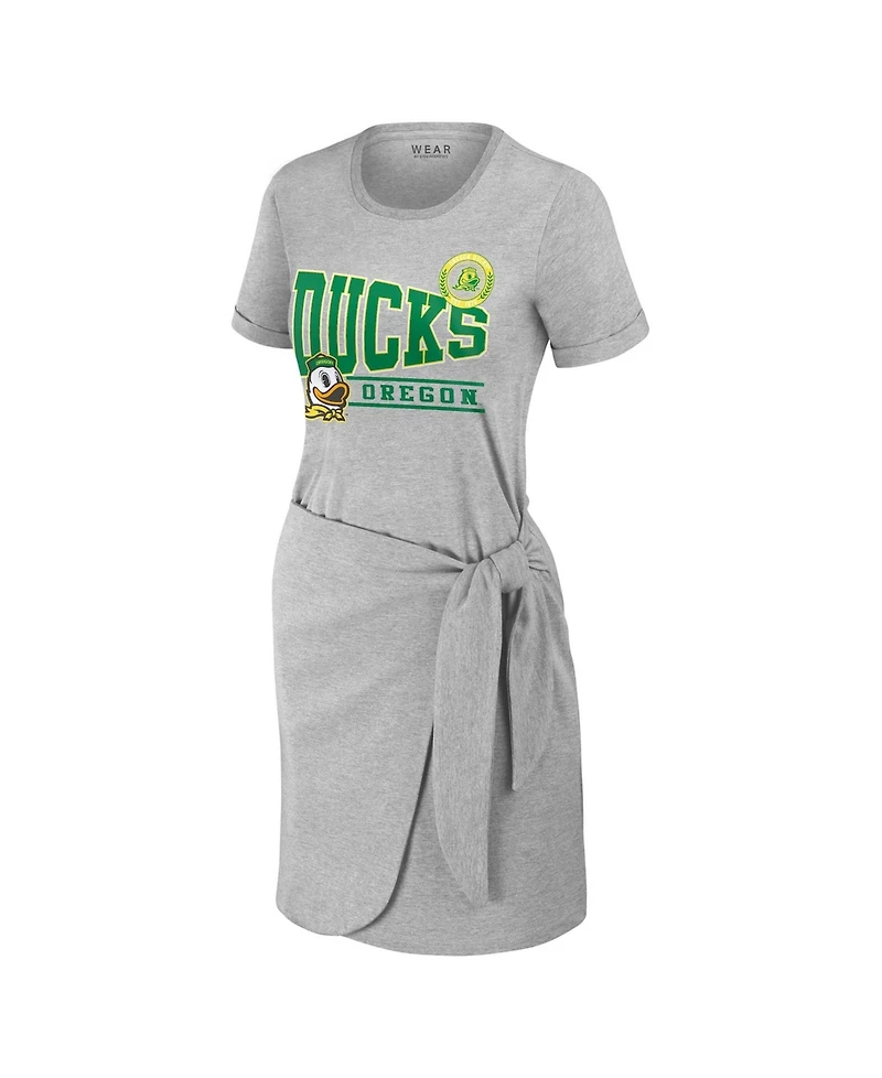 Wear by Erin Andrews Women's Heather Gray Oregon Ducks Knotted T-Shirt Dress