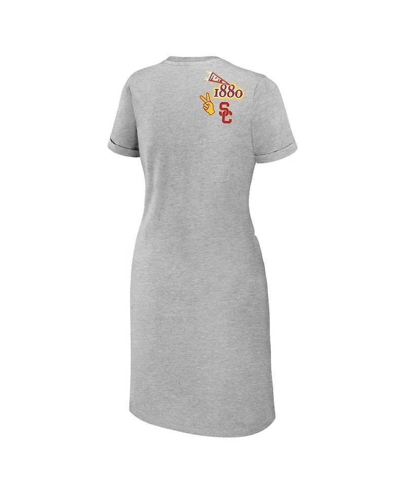 Wear by Erin Andrews Women's Heather Gray Usc Trojans Knotted T-Shirt Dress