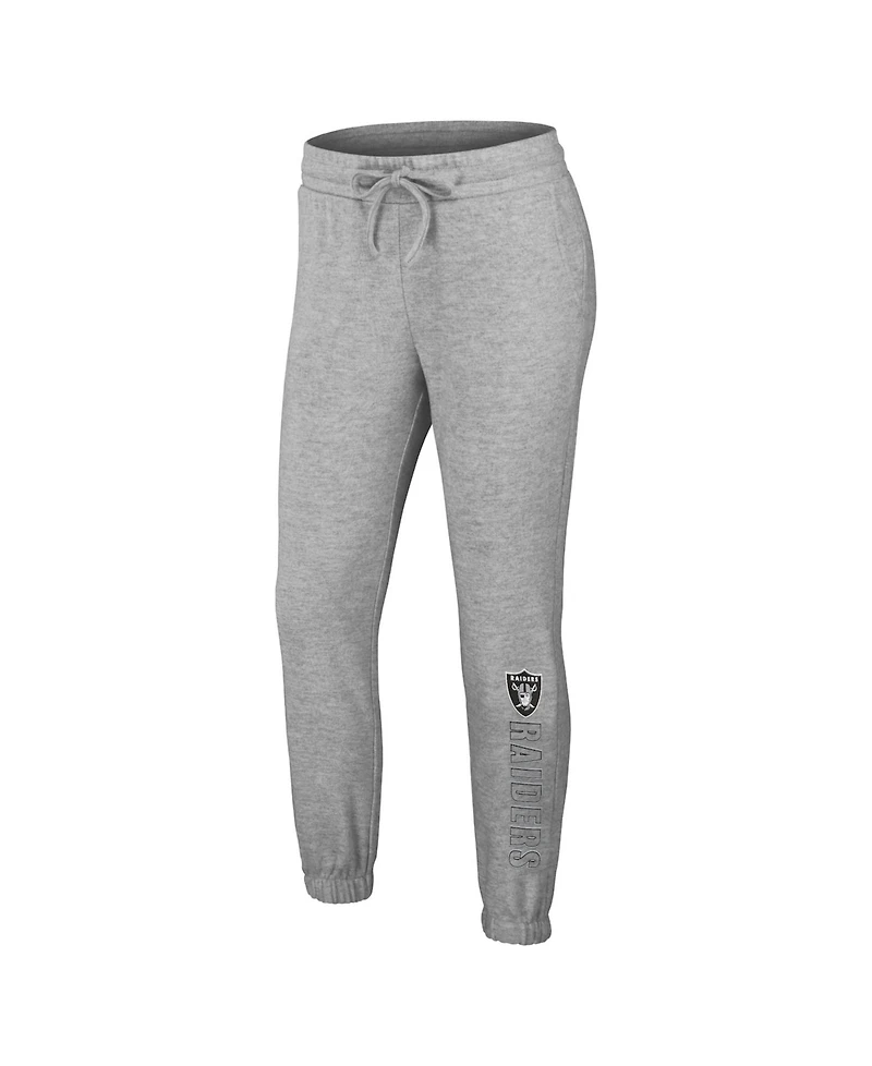 Wear by Erin Andrews Women's 2-Piece Heather Gray Las Vegas Raiders Plus Knitted Tri-Blend Long Sleeve T-Shirt & Pants Lounge Set