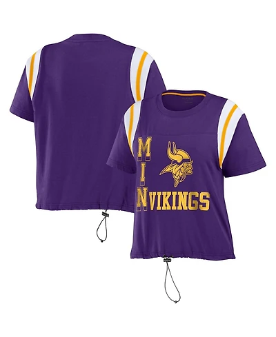 Wear by Erin Andrews Women's Purple Minnesota Vikings Cinched Color block T-Shirt