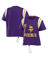 Wear by Erin Andrews Women's Purple Minnesota Vikings Cinched Color block T-Shirt