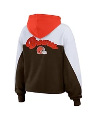 Wear by Erin Andrews Women's Brown Cleveland Browns Plus Color Block Full-Zip Hoodie