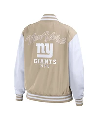 Wear by Erin Andrews Women's Tan New York Giants Tonal Full-Zip Bomber Jacket