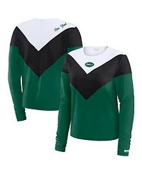Wear by Erin Andrews Women's Green/Black New York Jets Plus Chevron Tri-Blend Long Sleeve T-Shirt