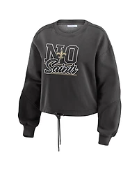 Wear by Erin Andrews Women's 2-Piece Black New Orleans Saints Washed Fleece Long Sleeve T-Shirt & Shorts Lounge Set