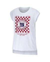 Wear by Erin Andrews Women's White New York Giants Checker Muscle Tank Top