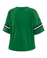 Wear by Erin Andrews Women's Kelly Green New York Jets Color Block Boxy V-Neck T-Shirt