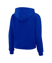 Wear by Erin Andrews Women's Blue New York Rangers Waffle-Knit Pullover Hoodie