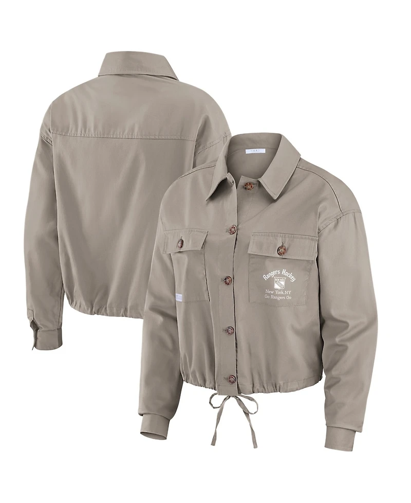 Wear by Erin Andrews Women's Gray New York Rangers Cinched Button-Up Jacket