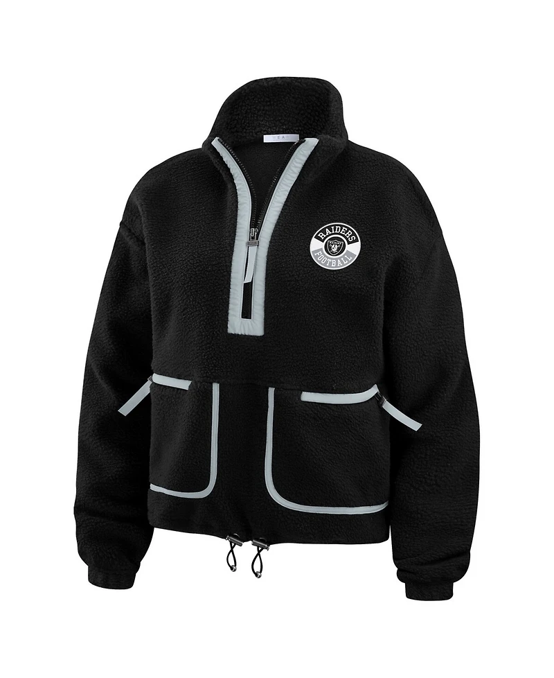 Wear by Erin Andrews Women's Black Las Vegas Raiders Polar Fleece Half-Zip Jacket